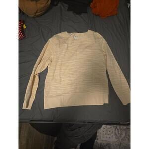 Amazon Essentials Women's Cream Tiger Stripe Crewneck Sweatshirt Size L